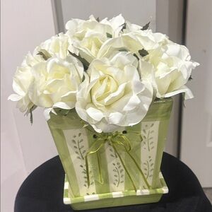 Elegant White Floral Arrangement in Green Planter